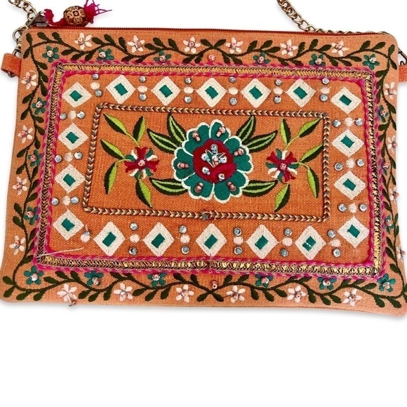 America and beyond crossbody boho embroidered bag clutch - Picture 3 of 6